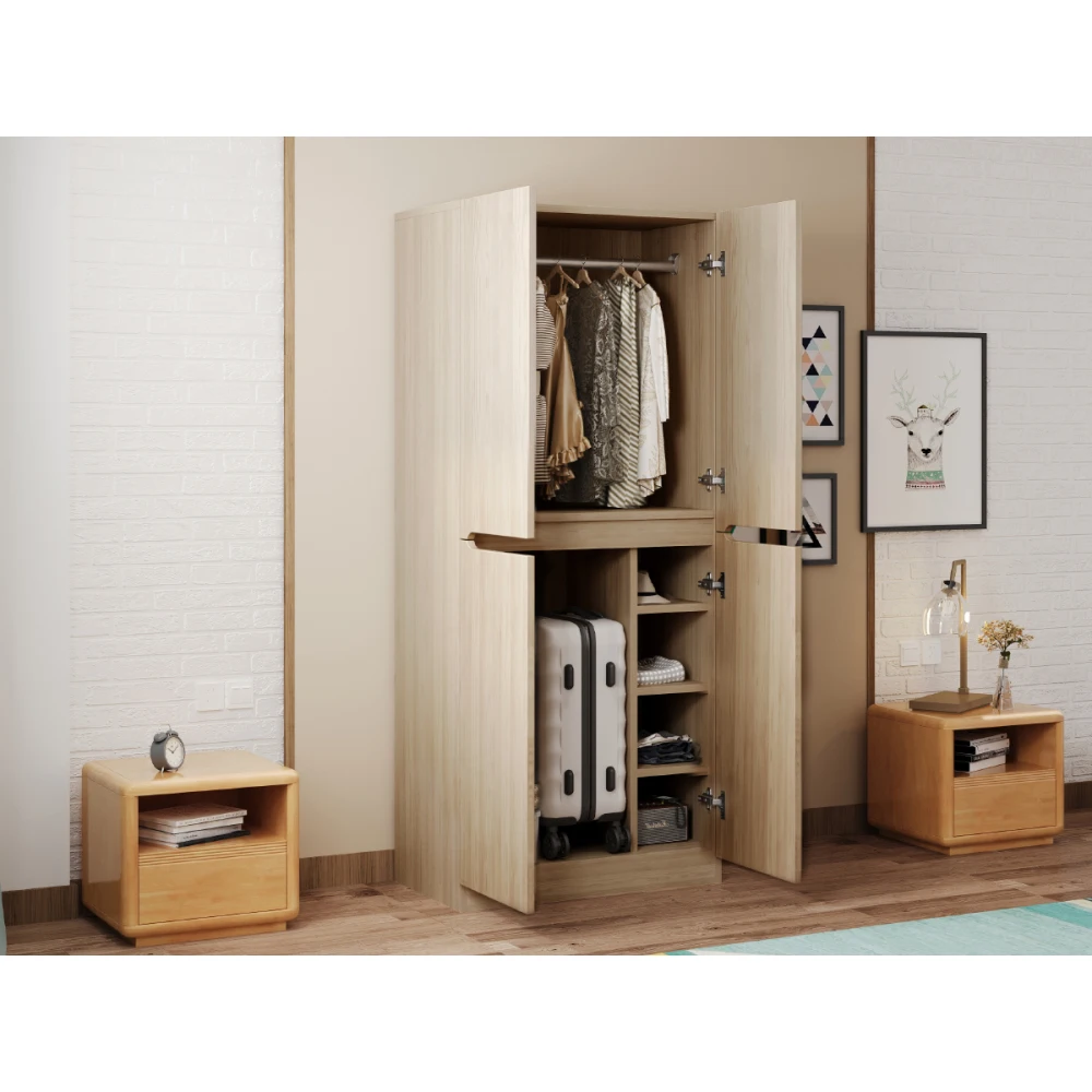 70×40×170cm Moderner Doppeltür-Kleiderschrank – MDF-Aufbewahrungsschrank mit verstellbaren Regalen, kleinen Fächern, platzsparend – Detail 12