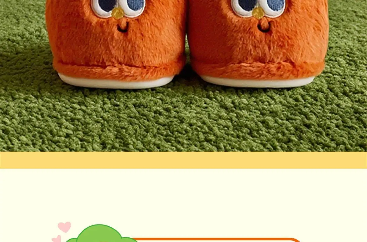 Designer Karotte pelzige Hausschuhe Frauen schöne große Augen Obst Schuhe Damen Plüsch Flipflops weibliche Indoor Haus Slipper flache Absätze – Detail 14