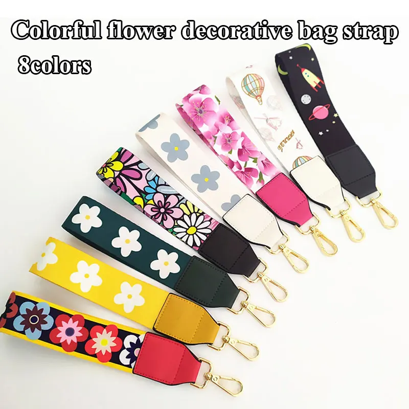 

Flowers Printed Women Wristlet Hand Strap Keychain Lanyards Id Badge Holder ID Card Pass Gym Mobile Phone Badge Holder Strap
