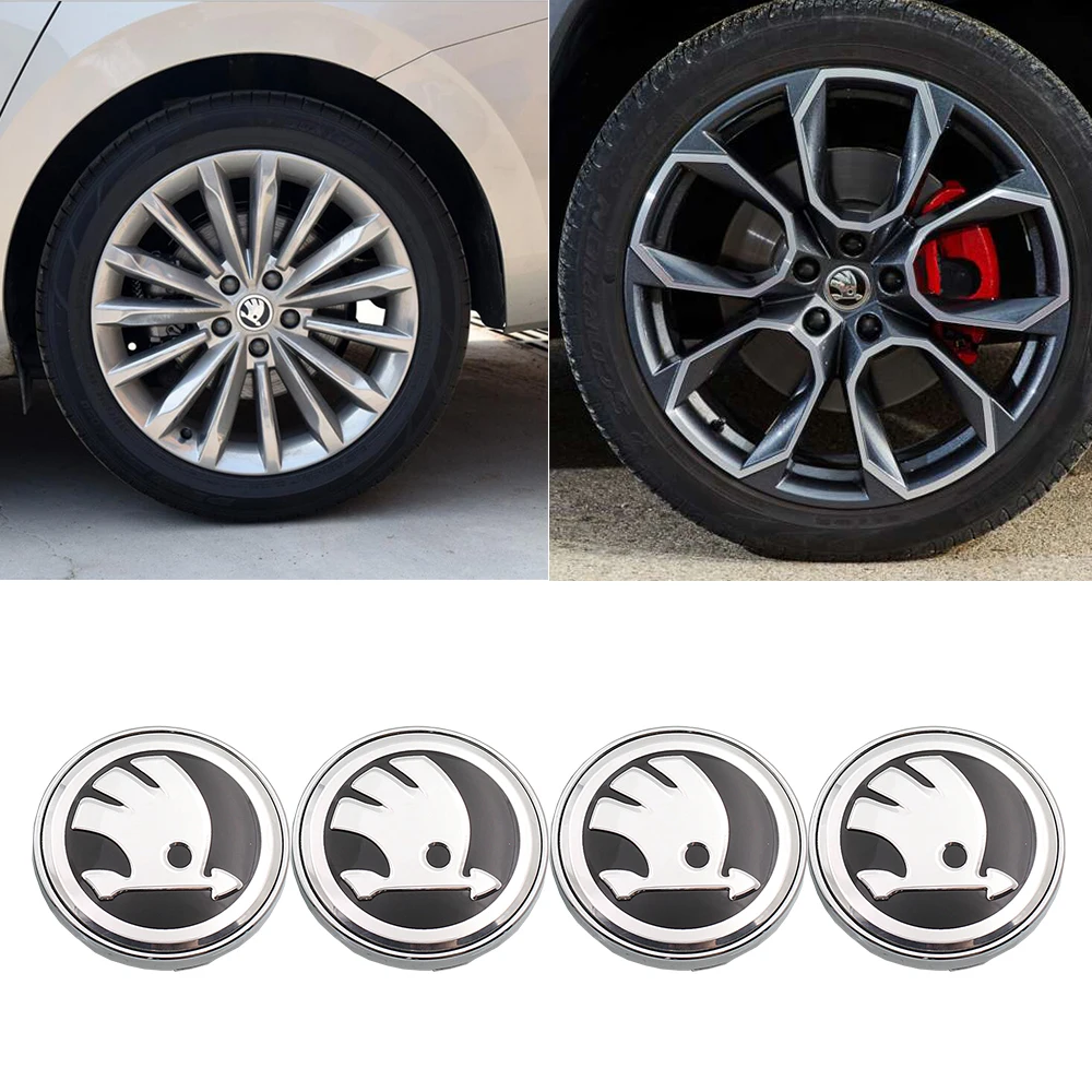 4 pièces car cache-moyeux capuchons de centre, pour skoda vrs, 56