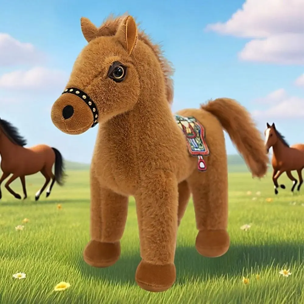 Cute PP Cotton Horse Attractive Eyes Long Mane Pony Dreamy Super Cool Standing Foal Gift