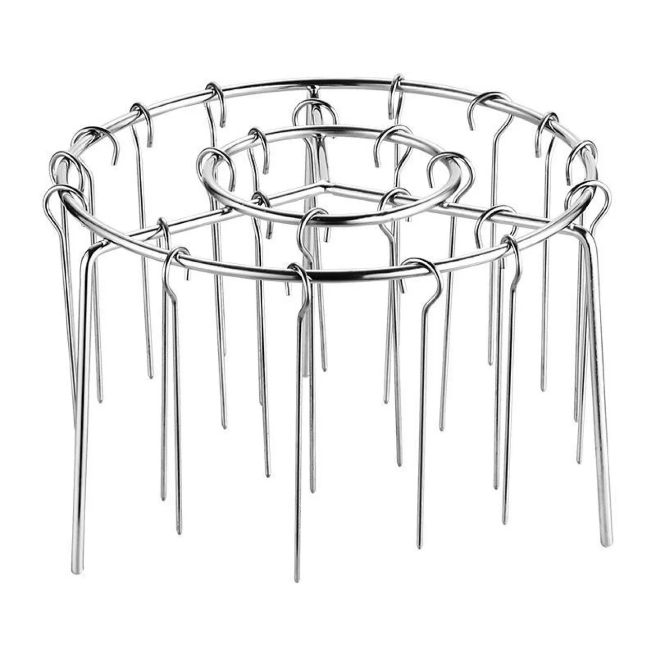 Vertical Stainless Steel Air Fryer Grill Rack Round BBQ Grill for Home Oven Kitchen Skewers Foldable Design 1pcs