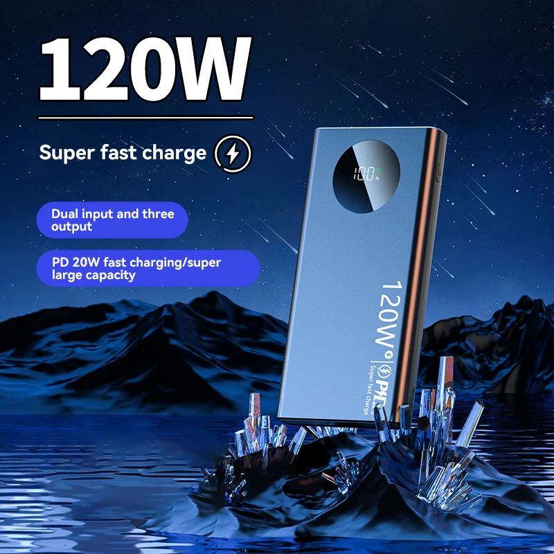 120W Power Large Capacity Fast Charging 20000mah Ultralarge Capacity For Mobile Power External Battery Multi-phone Application