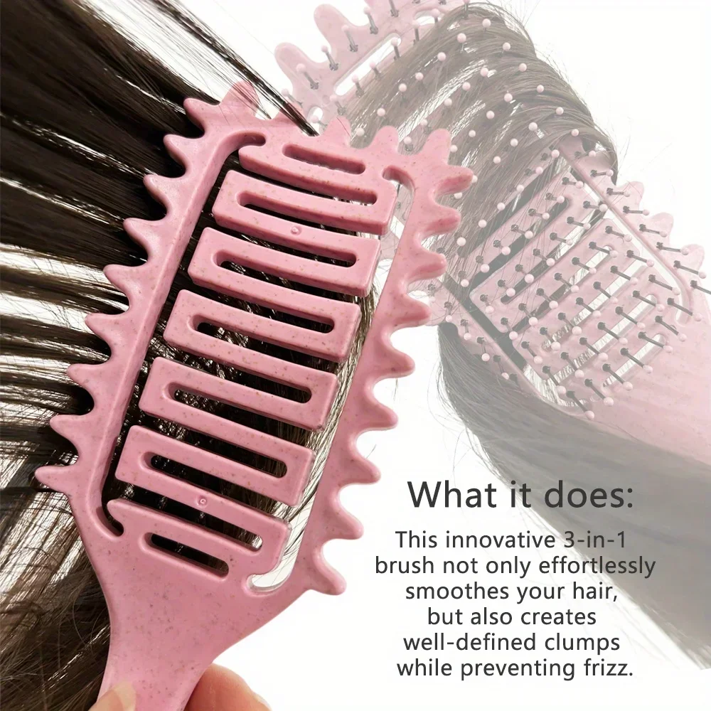 Curl Define Styling Brush Hollow Out Detangling Hair Brush
