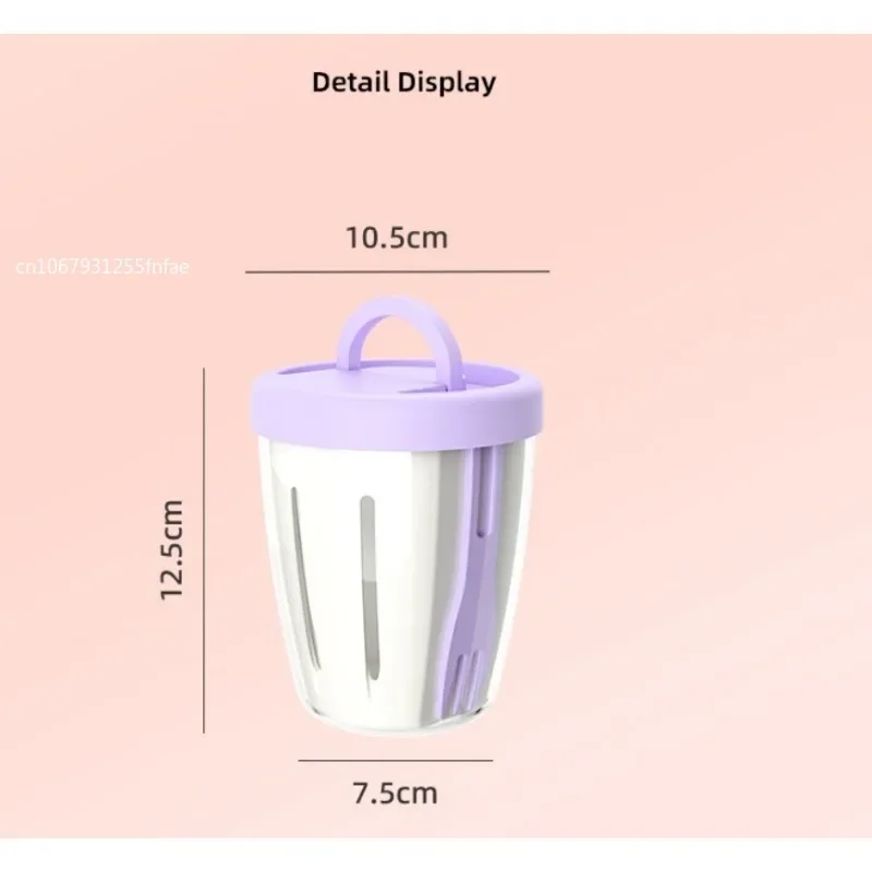Portable Salad Cup Kids Breakfast Salad Bowl with Fork School Lunch Box Food Storage Bento Box Yogurt Oatmeal Cereal Milk Cup