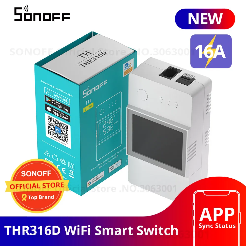SONOFF THR3 16A Wifi Smart Switch Module Wireless Switch Alexa Support Temperature Sensor Humidity Monitor Sensor for Smart Home