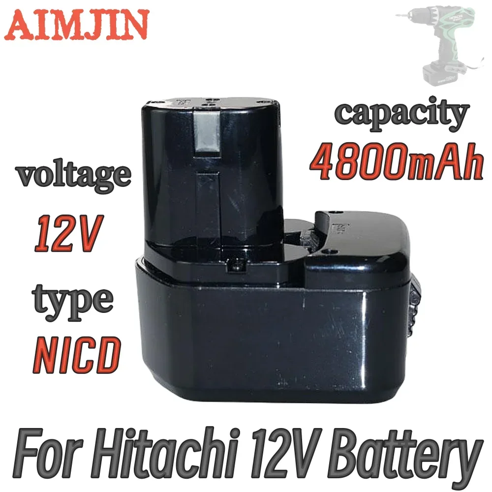 

12V 4.8Ah NICD Rechargeable Battery, suitable for Hitachi cordless power tools EB1214S, EB1212S, EB1220BL, eb1222s, WR12DMR,