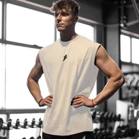 Summer Fitness Sports Tank Top Men's Breathable Loose Fit Training Sleeveless T-shirt Quick Drying vest male Fitness Clothing 2