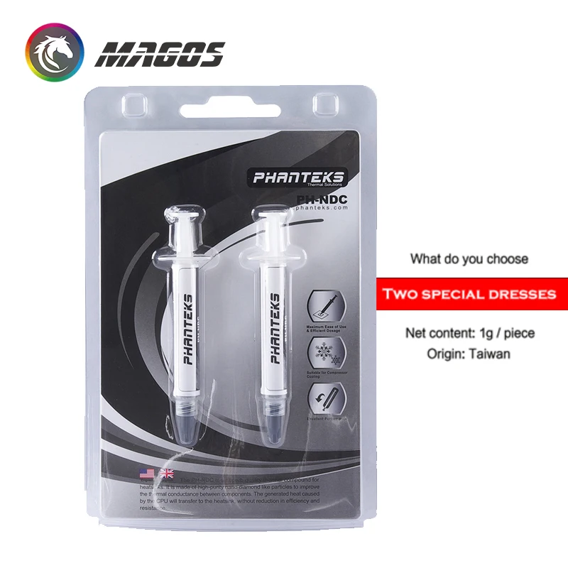 PHANTEKS 열 복합 그리스 NDC 나노입체, CPU/GPU/SSD/RAM 칩 실리카겔, 4.5 W/m k 1gX2 에 사용 ...