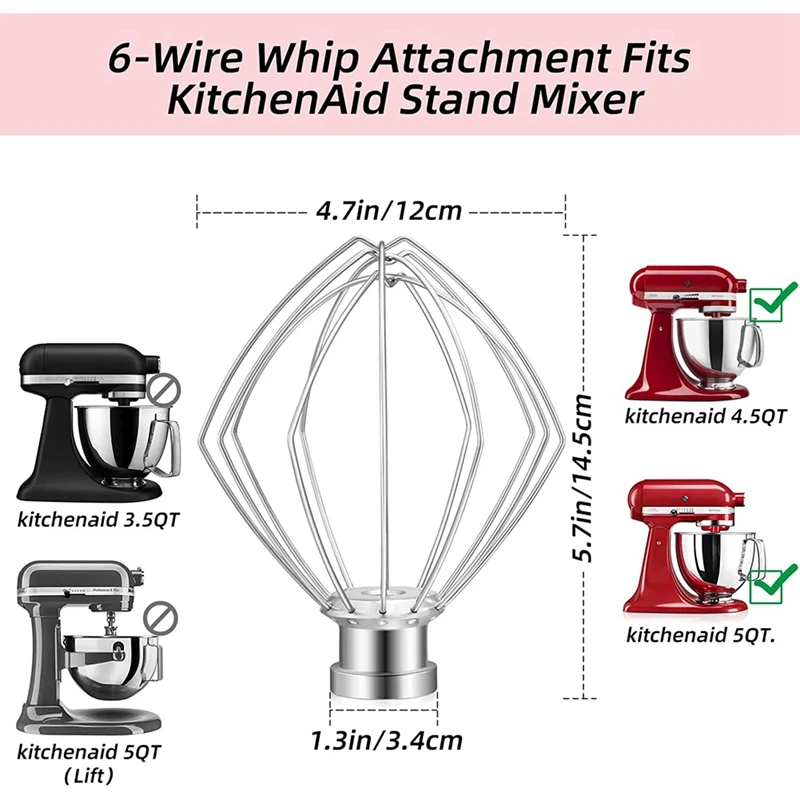 Wire Whip for Kitchenaid Stand Mixer 5QT Lift and 6QT, Whisk Attachment,  Stainless Steel Egg Cream Stirrer - AliExpress