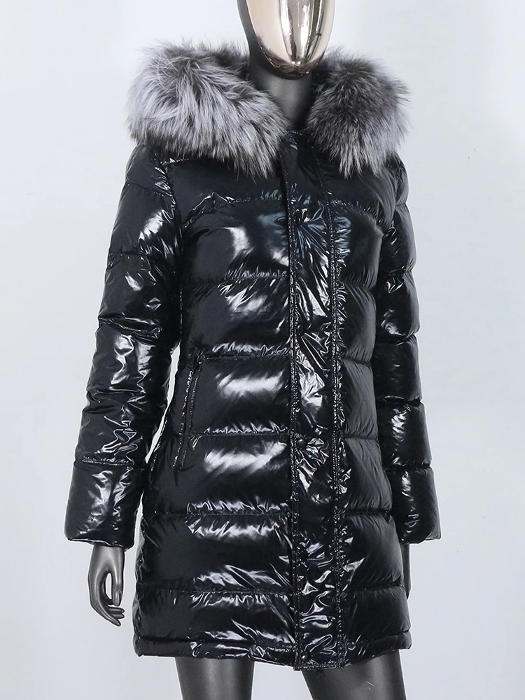 

Real fur Winter Jacket Women Real Fur Coat Natural Raccoon Fur Collar Long Parka Duck Down Jacket Waterproof Streetwear Brand