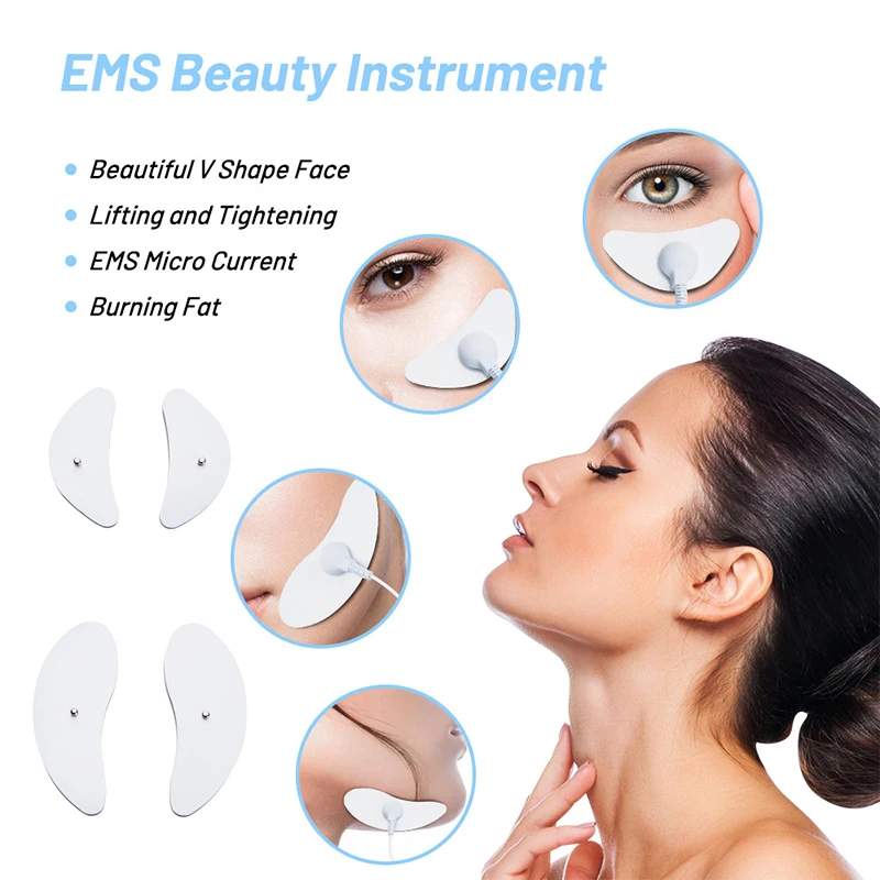 

NEW 4Pcs EMS Muscle Stimulator Electrode Pads For Facial Lifting Jawline Face Massager Tens Acupuncture Digital Electronic Pulse