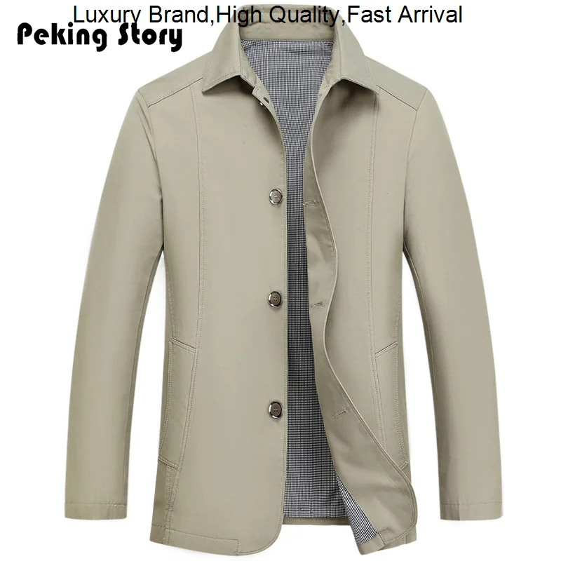 

Spring 2023 New Jacket Business Casual Turn-down Collar Single Breasted Solid Color Thin Cotton Men Coats
