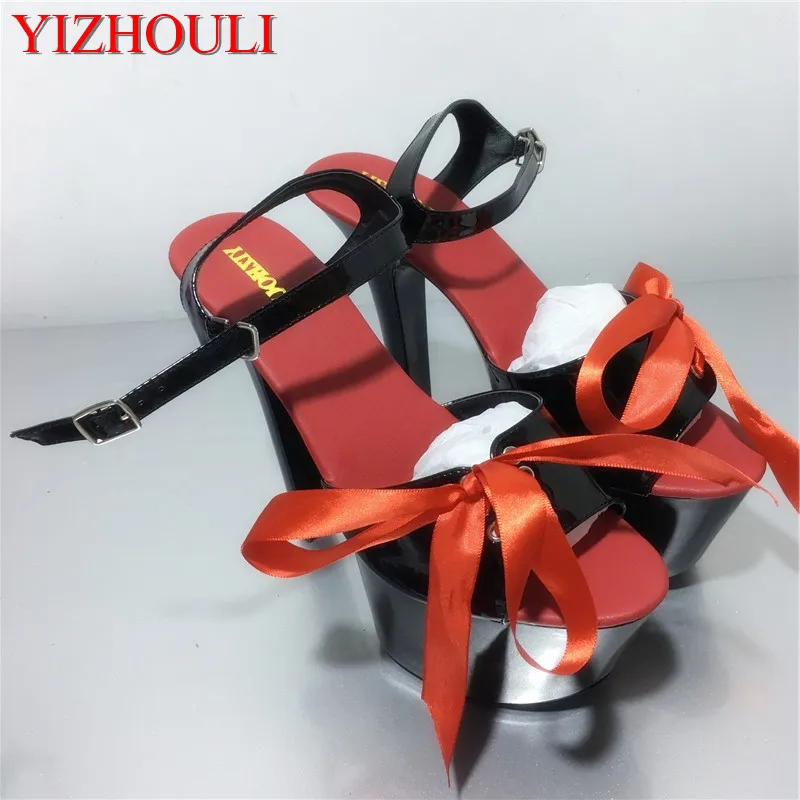 Fashionable sweet strappy 17cm sexy platform heels, pole dancing/star/model stage performance dance shoes