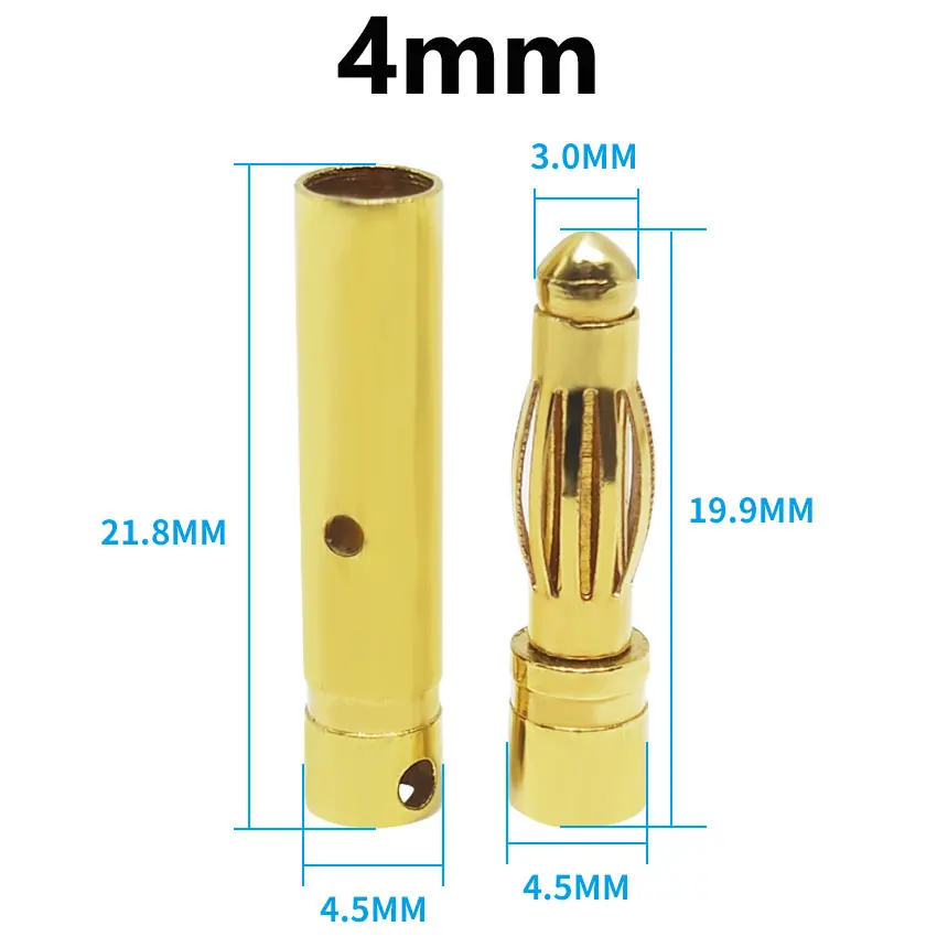 10x2mm 3mm 3,5mm 4mm 5mm 5,5mm 6mm rc Batterie vergoldete Kugel Bananen stecker hochwertige männliche Buchse Bananen stecker – Detail 5