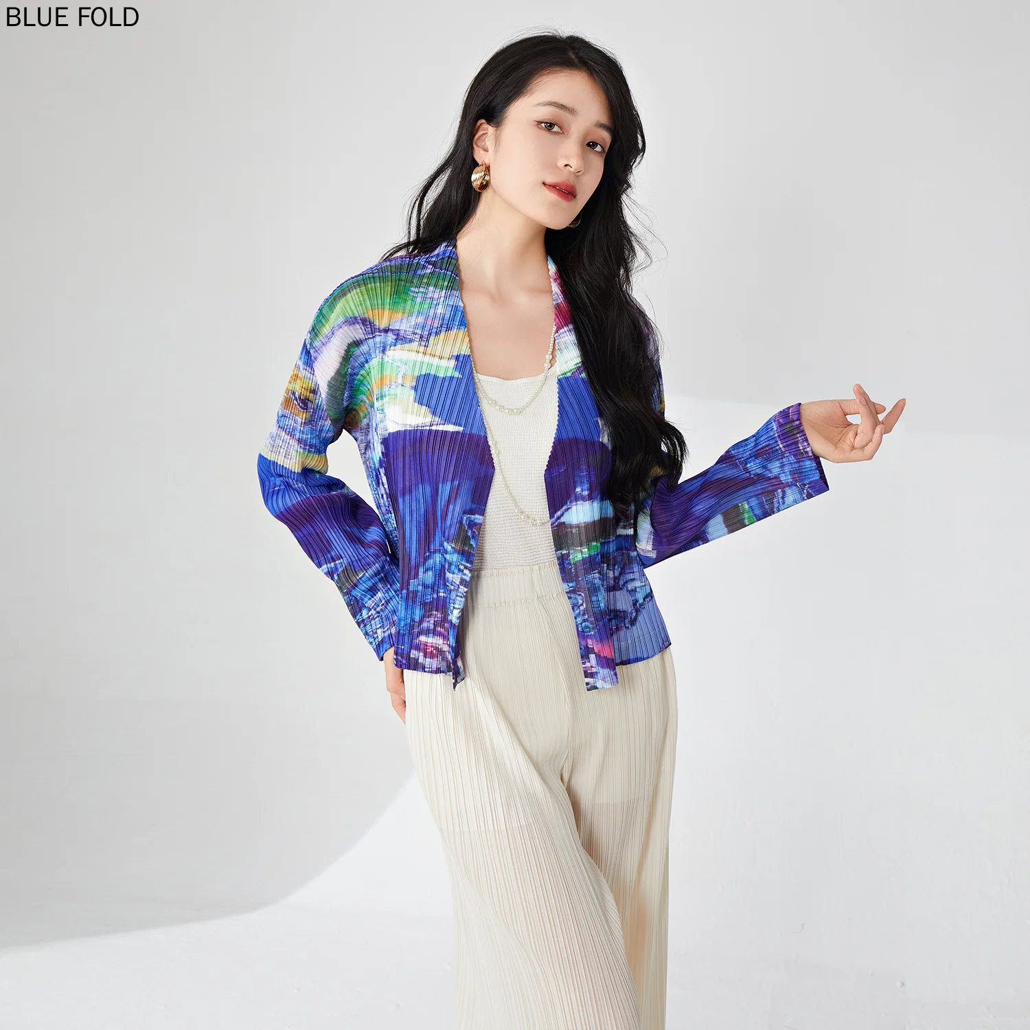 miyake-high-end-women's-clothing-spring-coat-printed-long-sleeved-loose-temperament-casual-versatile-cardigan-top-women-clothing