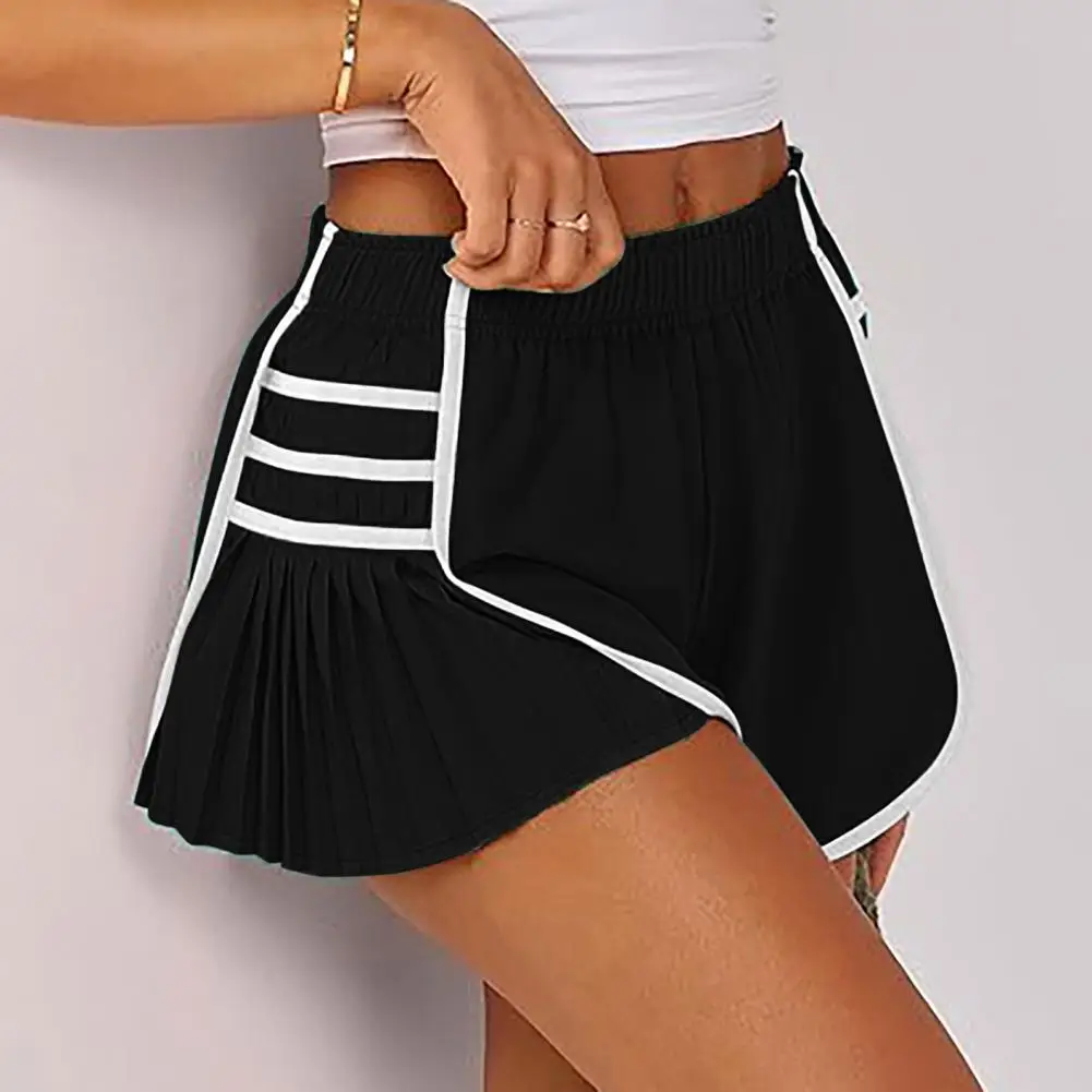 

Lady Jogging Shorts Stylish Women's Summer Sports Shorts with Elastic High Waist Loose Fit Pleated Design for Jogging Yoga