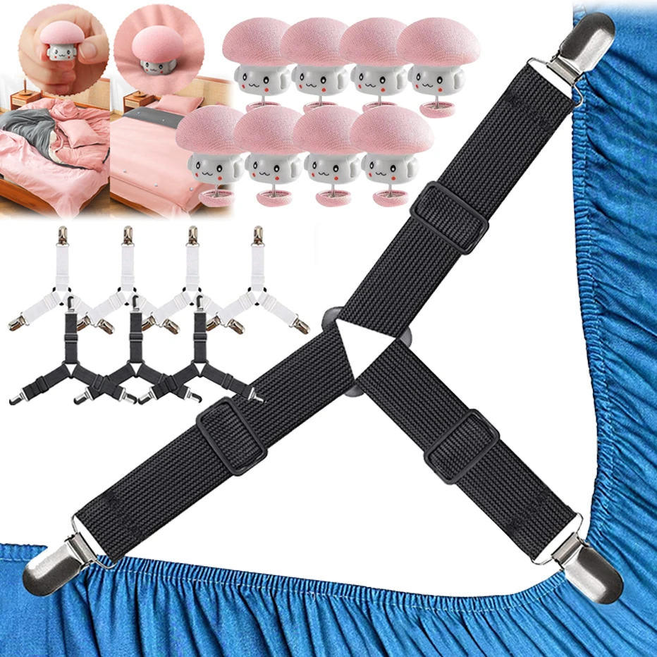 

4Pcs Bed Sheet Clips Non-slip Mushroom Quilt Fastener Home Mattress Lifter Say Goodbye to The Messy Sheets