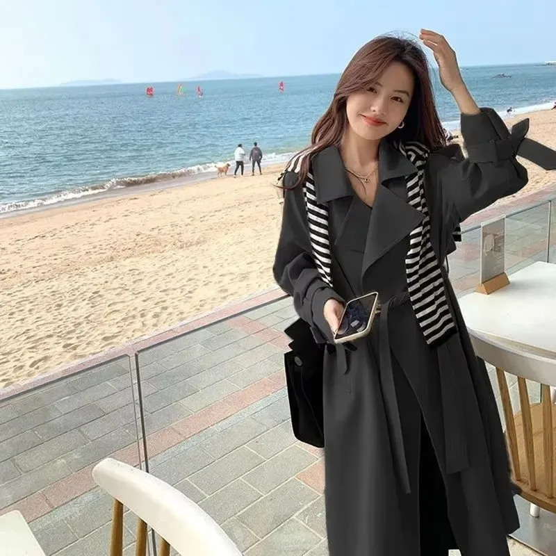 Female Long Windbreaker Coat Women's Spring and Autumn Jacket High Grade Draping Feeling Coat Mid length Trench Coat 2023 Belt