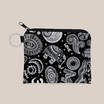 Portamonete modello elefante sole luna cartone animato Portamonete classico Portamonete portatile multifunzionale Porta carte chiave Portafoglio uomo donna 1