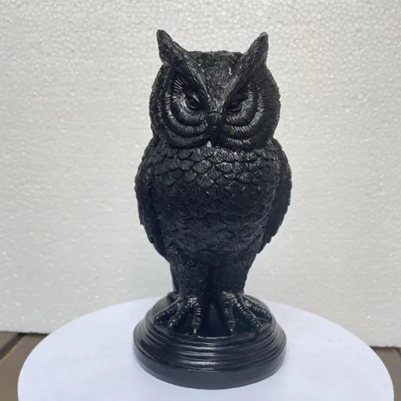 

Halloween Statue Bird Crow Candle Holder Resin Owl Sculpture Craft Ornament Figurine Windowsill Home Decoration Party Ornament