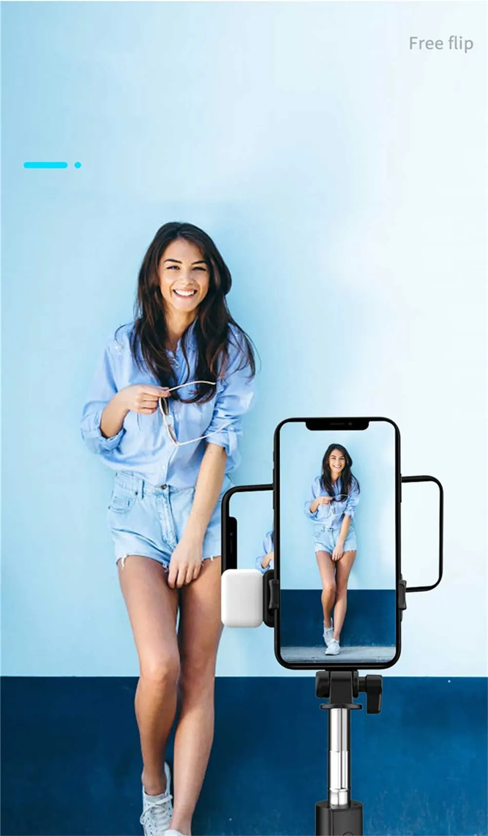R1 Wireless Bluetooth Selfie Stick Foldable Portable Tripod With Fill Light Shutter Remote Control For Android IPhone_voghion.com