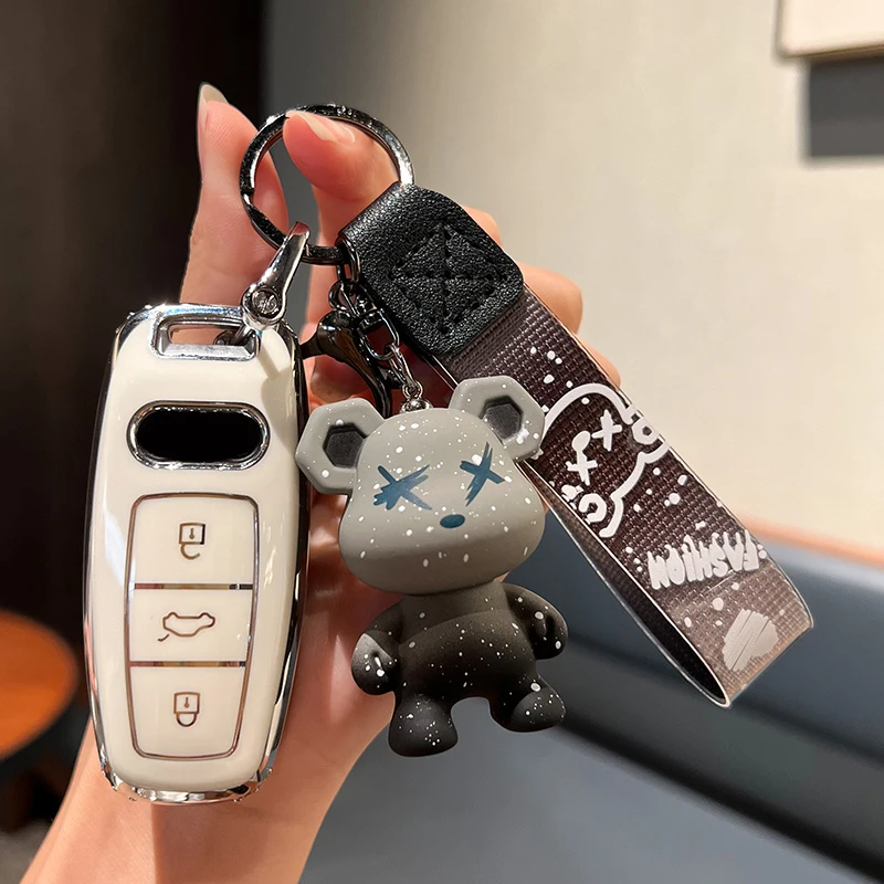 

Fashion TPU Car Remote Key Case Cover Fob For Audi A3 A6 A7 A8 Q7 Q8 D5 C8 E-Tron Protector Keyless Shell Keychain Accessories