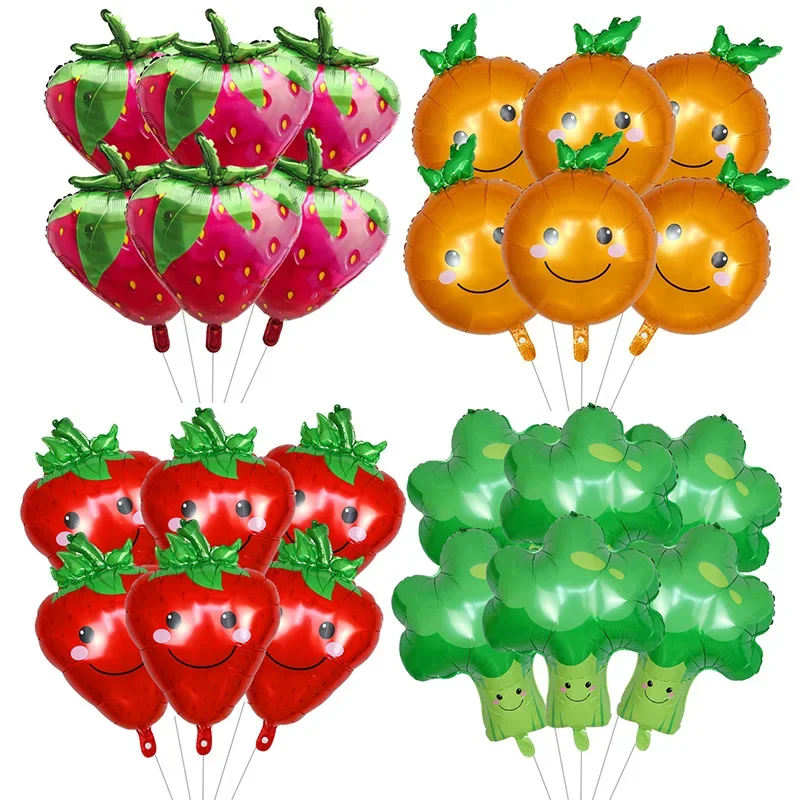 6/8 stücke Obst Ballons Erdbeere Avocado Folie Helium Ballon Wassermelone Orange Kaktus Ballon kinder Thema Party Dekoration