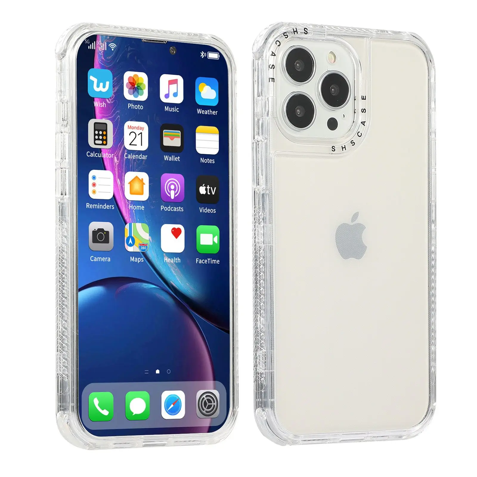 Transparent Candy Color Military Shockproof Phone Case - 3-in-1 Design