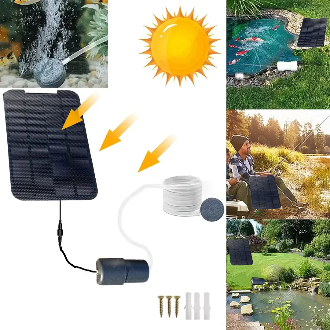 Solar Pool Oxygen Pump Small Fish Tank Oxygen Pump Continuously Produces Bubbles Day and Night