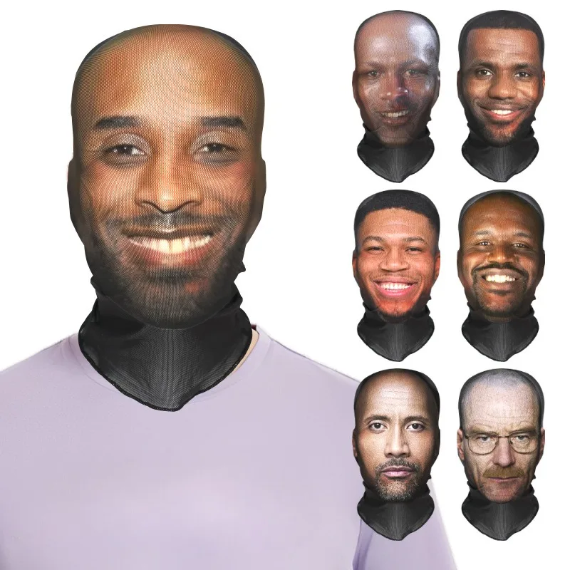 Kobe, James, Donald Trump，Curry facial performance parody prank headgear, full face 3D face mask, balaclava hat, party mask 2