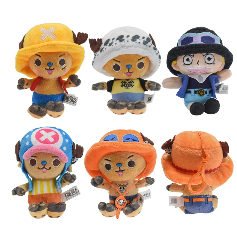 One Piece Plush Keychain Toys 10CM Tony Chopper Sabo Pendant Stuffed Anime Plush Dolls Kawaii Handbag Ornament Gift For Children insulation oxford cloth lunch box bag picnic food bento thermal cooler bags storage container handbag for women student children