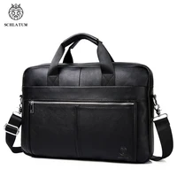 SCHLATUM Genuine Leather Briefcases Hard For Men Luxury Handbags Laptop Briefcase Bags 15.6 Inch Office Bussiness Computer Bag 1