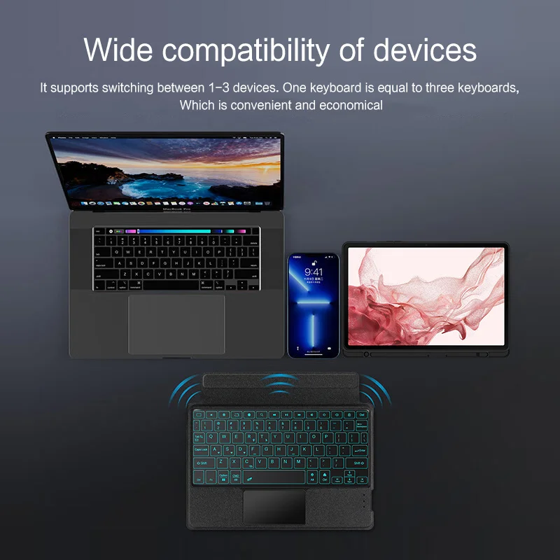 Capa de Teclado Magnético para Galaxy Tab Capa Tablet Touchpad Retroiluminado Mouse Sm-x710 Sm-x716b s9 11 - Imagem 6