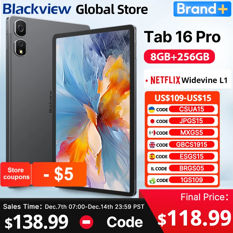 Blackview Tab 16 Pro Tablets 11'' FHD+ Display Widevine L1 8GB