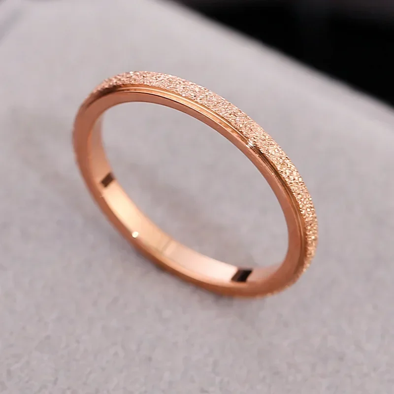 Fashion Rings Gold Rings Stainless Steel Rings Finger Rings Metal Rings Fashion Ring Stainless Steel Women's Rings 2mm Width Rose Gold Color Finger Gift for Girl Jewelry