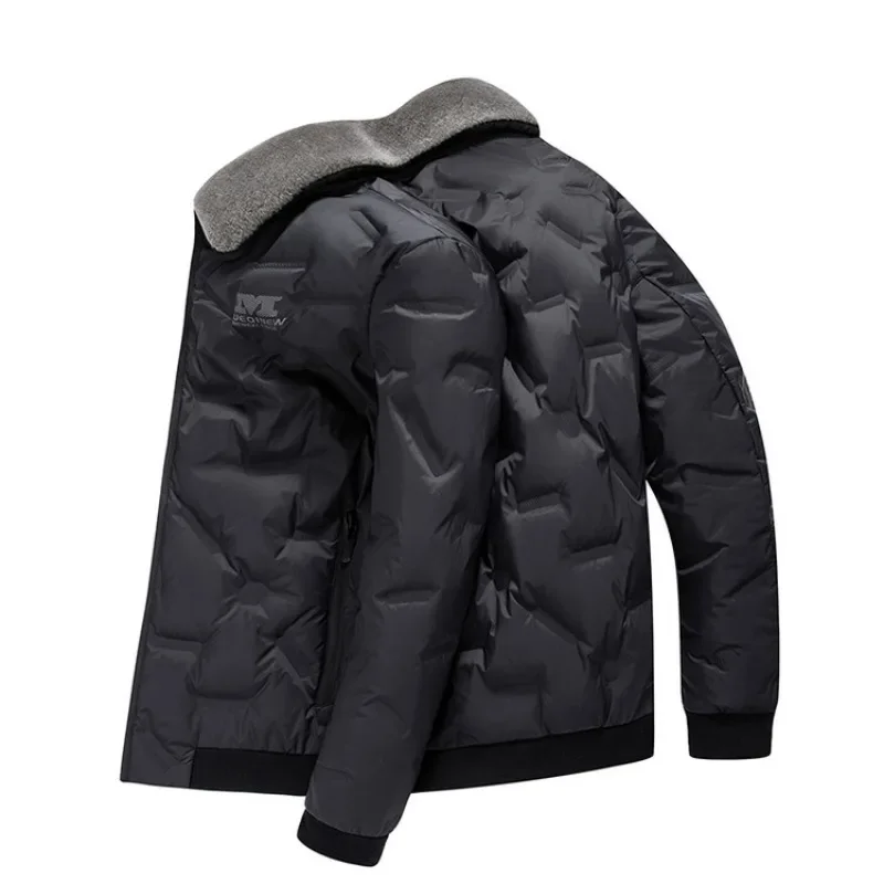 new high quality casual winter 90% white duck down jacket solid color stand up collar warm fashion down coats outwear top parkas High-quality Jacket Winter Men's Solid Color Slim Fitting Fur Collar Detachable 90% White Duck Down Warm Casual Down Coat