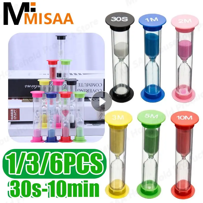 Hourglass 30S/1/2/3/5/10 Minutes Sand Table Children Brushing Teeth Cooking Home Garden Decoration Clock Timer 6 Pieces/set