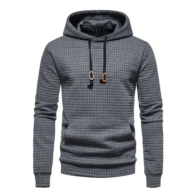 Men's Solid Color Hoodie Autumn Fashion Casual Long Sleeve Warm Hoodie Drawstring Pocket Outdoor Sports Running Top