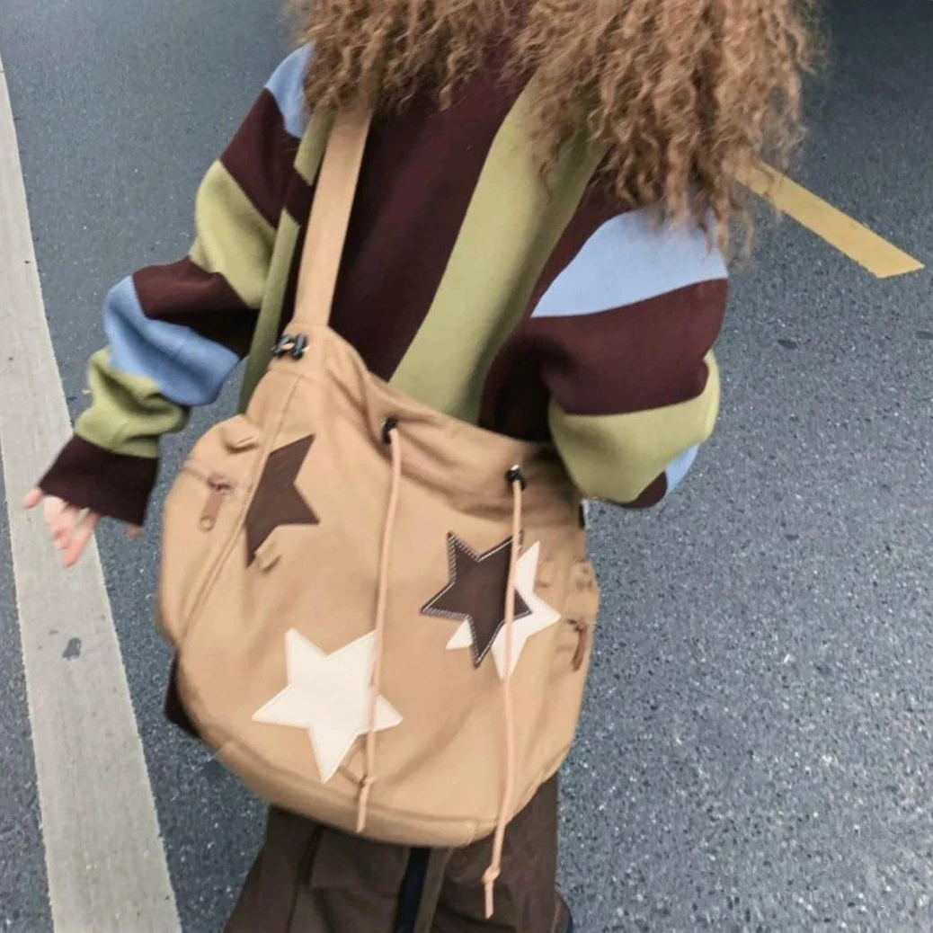 

Retro American Fashion Large Capacity Crossbody Bag Cute Star Women's Bag Handbag Purses Ladies Hand Bags
