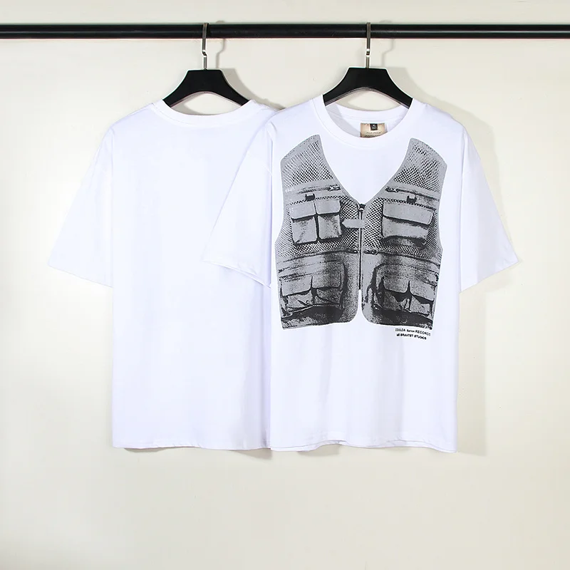 

2023ss Functional Vest Fake Two Hip Hop Men Women Same Short Sleeve T-shirt