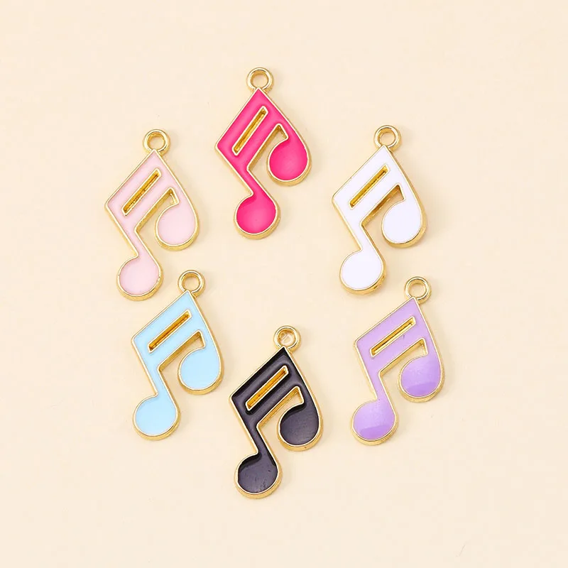 

12Pcs 16*22mm New Enamel Charms Cute Musical Note Pendant For Handmade Jewelry Making Earrings Bracelets DIY Accessories Craft