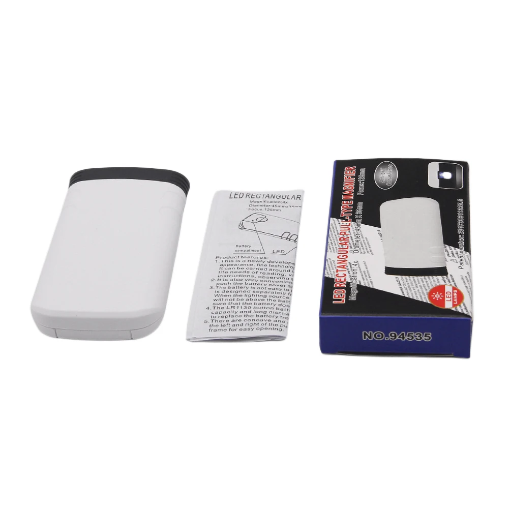Pull-Out Magnifier Foldable Portable Pocket Loupe Handheld 4x Illuminated Lighted Magnifier with 1 LED Light for Elderly Reading