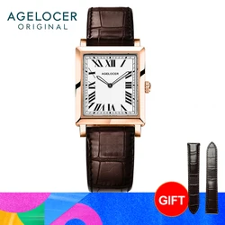 AGELOCER Original Codex Watch Women's Luxury Gold Watch Square Classical Quartz Watch Birthday Gift for Women