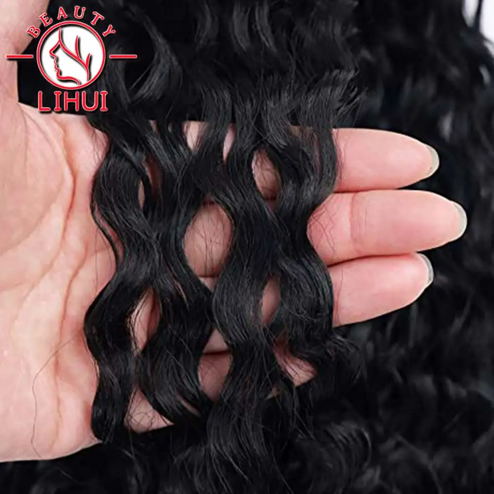 Curly Ponytail Extensions Clip in Synthetic Drawstring Ponytail Wig Long Water Wave Afro Pony Tail Women Hairpiece False 22INCH