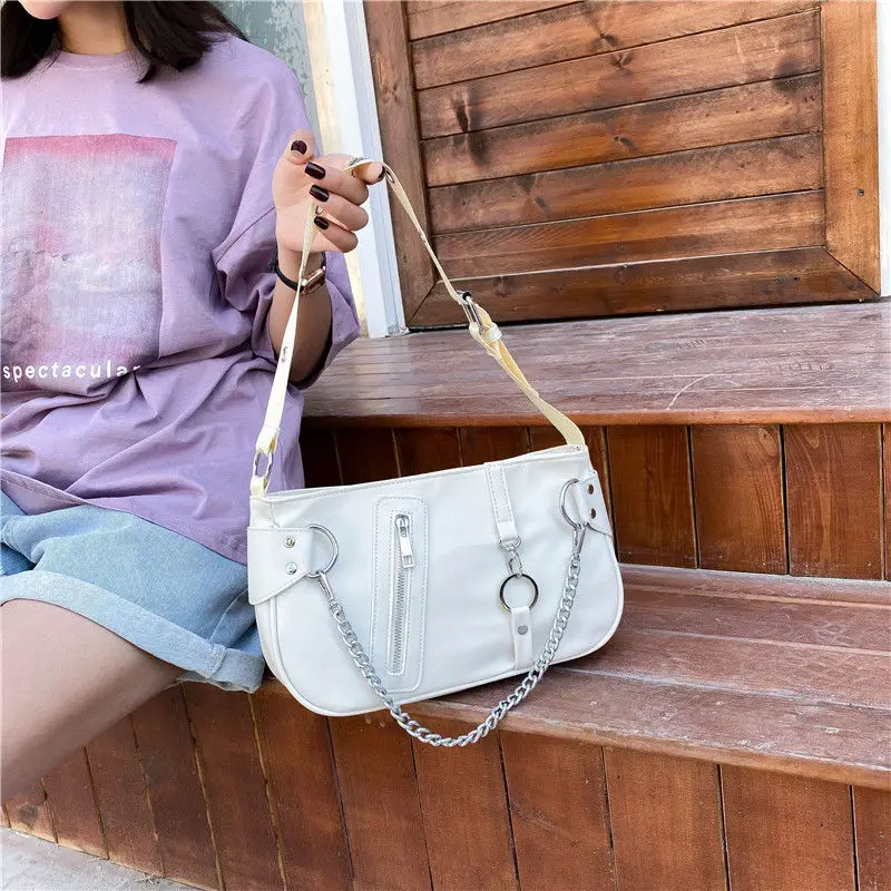 Vintage Nylon Chain Crossbody Bag Women Designer Sport Shoulder Messenger Bags Female Casual Handbags Small Travel Hobo Purses