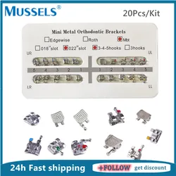 20Pcs/Kit Dental Orthodontic Brackets Teeth Braces Metal Mini MBT Roth Edgewise Slot 0.022 0.018 Hooks 345/3 Dentistry Ortho