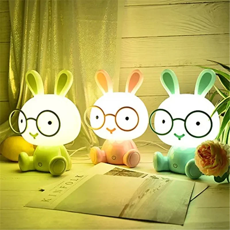 

LED Night Light Touch Cartoon New Bunny Table Lamp Baby Kids Room Bedside Night Light Christmas Gifts Decor Home Bedroom Party