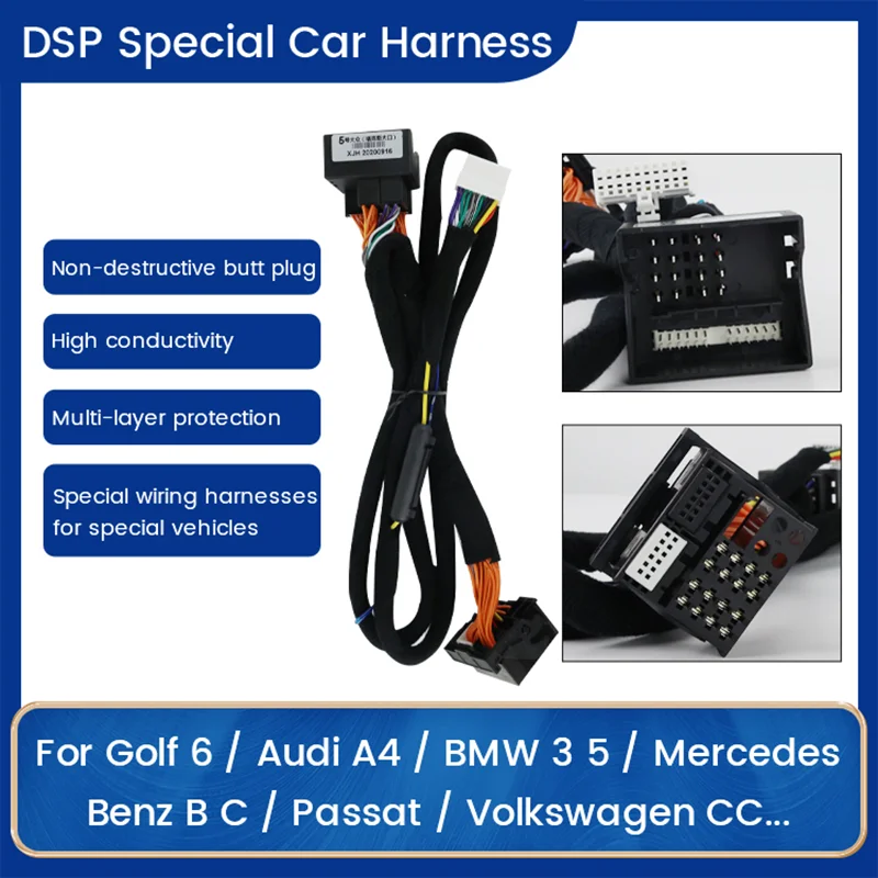 

Автомобильный DSP усилитель жгут проводов кабель для VW Golf 6 Audi A4 BMW 3/5 Mercedes-Benz B/C Class Passat Volkswagen CC Plug And Play