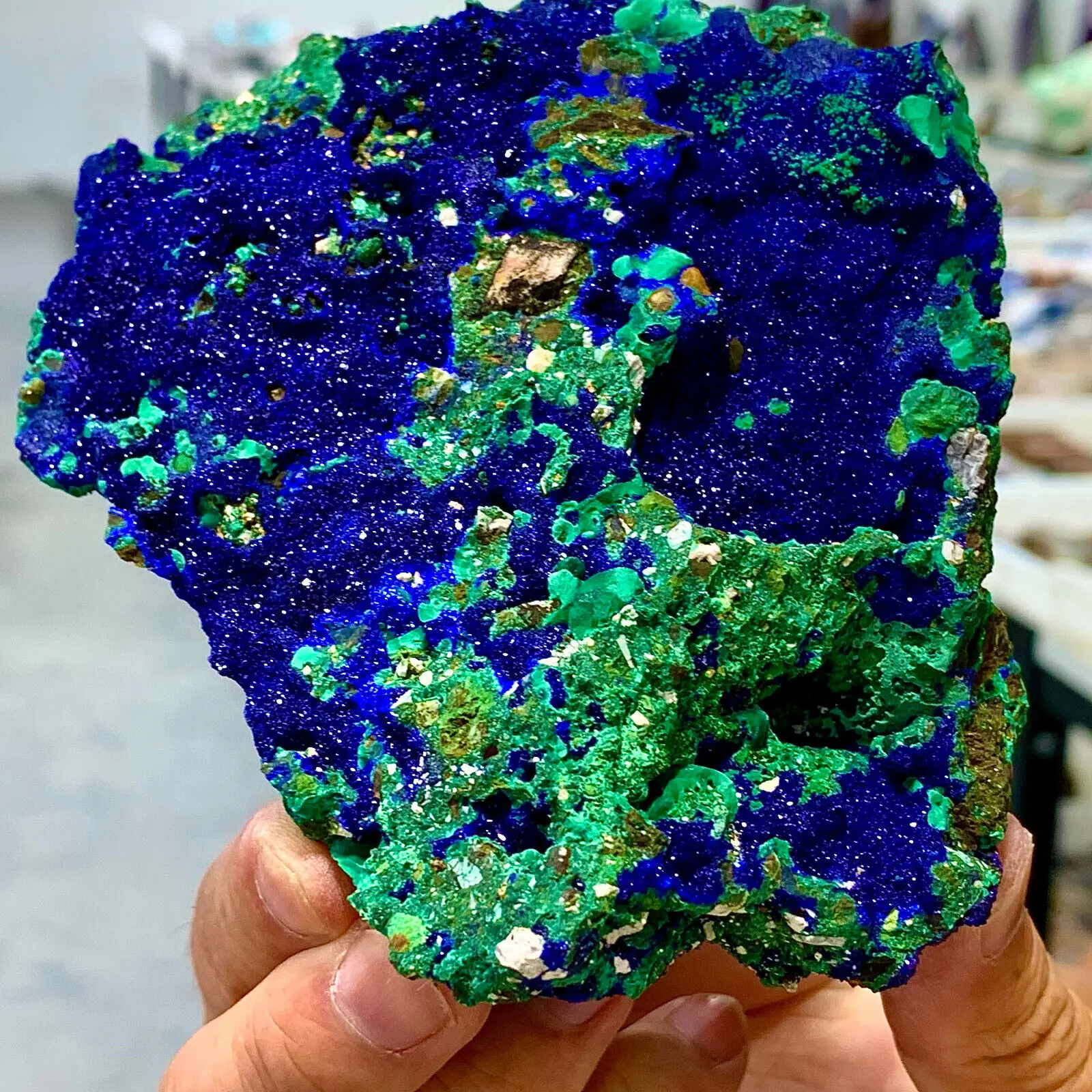 Natural Azurite Malachite Crystal Cluster Geode Rough Rare Mineral Specime 4